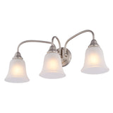 Boston Harbor LYB130928-3VL-BN Vanity Light Fixture, 60 W, 3-Lamp, CFL Lamp, Steel Fixture, Brushed Nickel Fixture