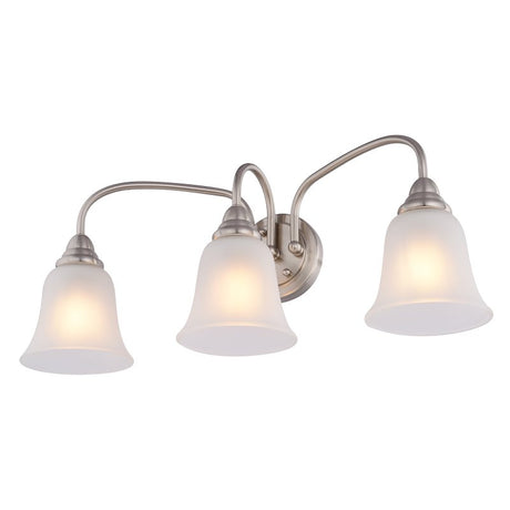 Boston Harbor LYB130928-3VL-BN Vanity Light Fixture, 60 W, 3-Lamp, CFL Lamp, Steel Fixture, Brushed Nickel Fixture