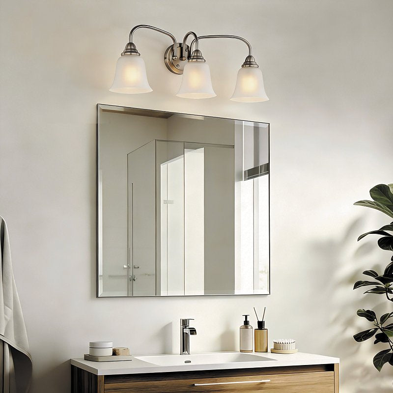 Boston Harbor LYB130928-3VL-BN Vanity Light Fixture, 60 W, 3-Lamp, CFL Lamp, Steel Fixture, Brushed Nickel Fixture
