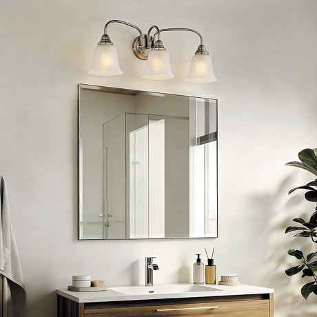 Boston Harbor LYB130928-3VL-BN Vanity Light Fixture, 60 W, 3-Lamp, CFL Lamp, Steel Fixture, Brushed Nickel Fixture
