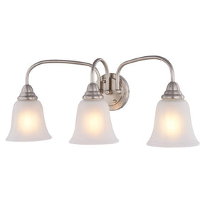 Boston Harbor LYB130928-3VL-BN Vanity Light Fixture, 60 W, 3-Lamp, CFL Lamp, Steel Fixture, Brushed Nickel Fixture