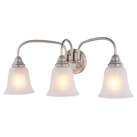 Boston Harbor LYB130928-3VL-BN Vanity Light Fixture, 60 W, 3-Lamp, CFL Lamp, Steel Fixture, Brushed Nickel Fixture