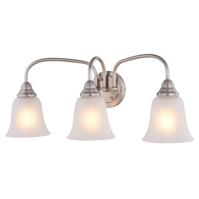 Boston Harbor LYB130928-3VL-BN Vanity Light Fixture, 60 W, 3-Lamp, CFL Lamp, Steel Fixture, Brushed Nickel Fixture