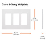 Lutron Claro White 3 gang Plastic Decorator Wall Plate 1 pk