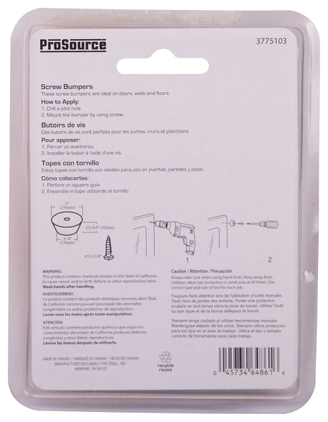 ProSource FE-S519-PS Furniture Bumper Pad, 1 in, Dome, Rubber