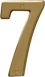 Hy-Ko Prestige Series BR-51PB/7 House Number, Character: 7, 5 in H Character, Brass Character, Solid Brass, Pack of 3