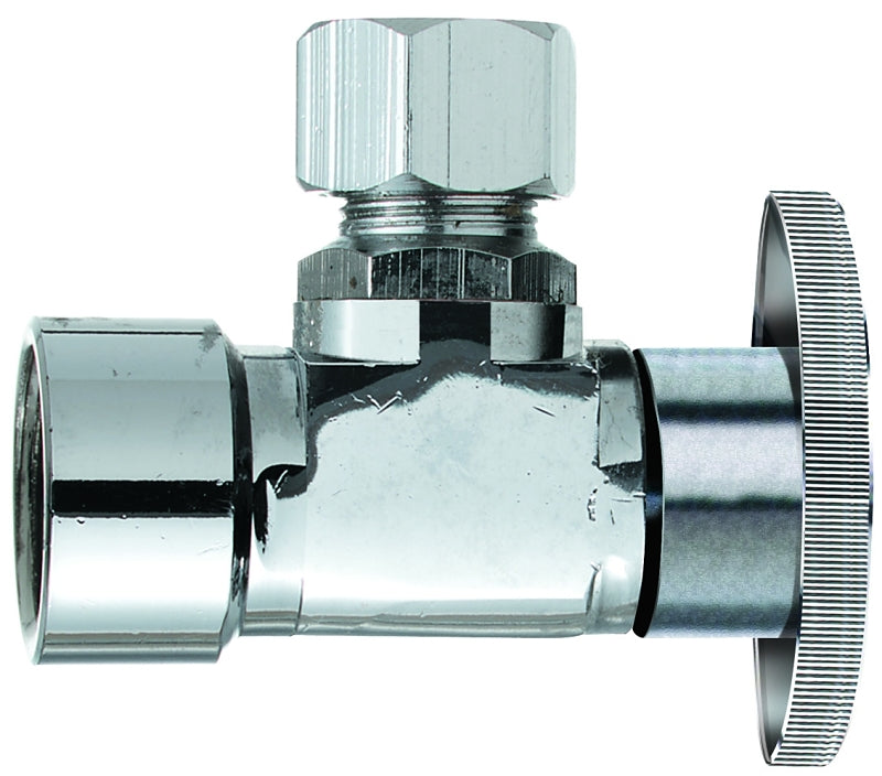 Plumb Pak PP20050LF Shut-Off Valve, Angle Valve, 3/8 x 3/8 in Connection, FIP x Compression, Brass Body