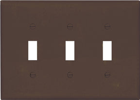 Eaton Wiring Devices PJ3B Wallplate, 4-7/8 in L, 6.37 in W, 3 -Gang, Polycarbonate, Brown, High-Gloss, Pack of 15