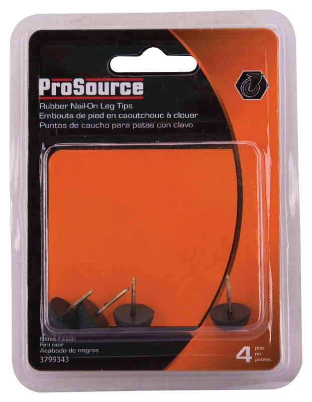 ProSource FE-50670-PS Furniture Leg Tip, Round, Rubber, Black, 1/2 in Dia, 3/4 in H