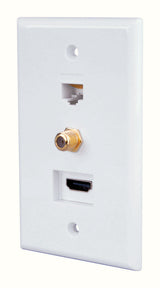 Monster Just Hook It Up White 1 gang Plastic Coaxial Wall Plate 1 pk