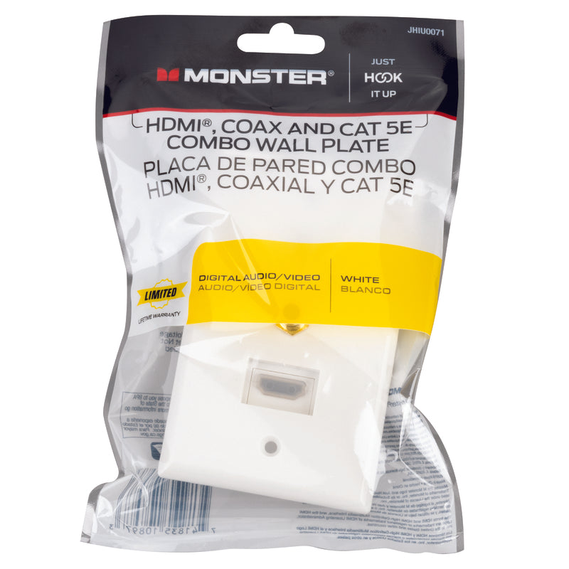 Monster Just Hook It Up White 1 gang Plastic Coaxial Wall Plate 1 pk