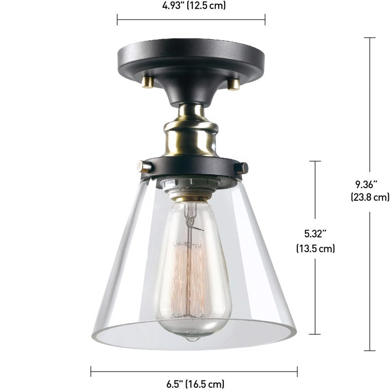 Globe Electric Jackson 9.36 in. H X 6.5 in. W X 6.5 in. L Antique Brass Bronze Ceiling Fixture