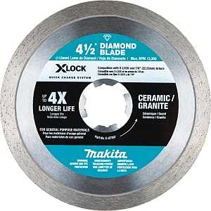Makita X-LOCK E-07397 Blade, 4-1/2 in Dia, 7/8 in Arbor, Continuous Rim