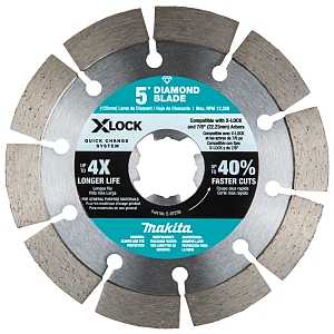 Makita X-LOCK E-07238 Blade, 5 in Dia, 7/8 in Arbor, Segmented Rim