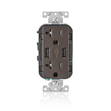 Leviton Decora 20 amps 125 V Brown Outlet and USB Charger 5-20R 1 pk