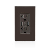 Leviton Decora 20 amps 125 V Brown Outlet and USB Charger 5-20R 1 pk