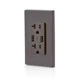 Leviton Decora 20 amps 125 V Brown Outlet and USB Charger 5-20R 1 pk