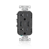 Leviton Decora 20 amps 125 V Black Outlet and USB Charger 5-20R 1 pk