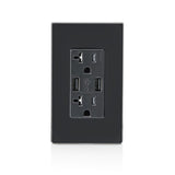 Leviton Decora 20 amps 125 V Black Outlet and USB Charger 5-20R 1 pk