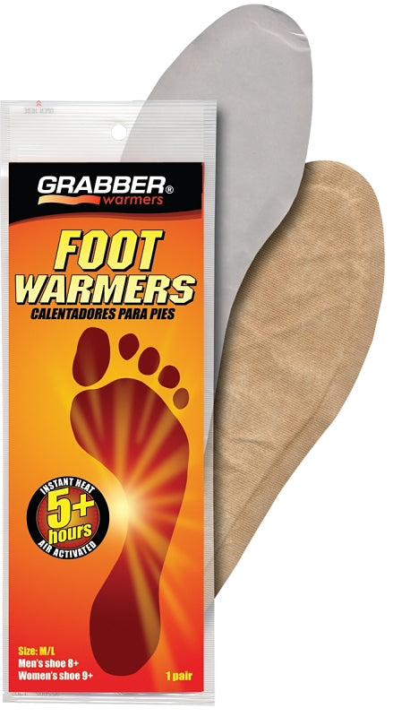 Grabber Warmers FWMLES Non-Toxic Foot Warmer, Specifications: 95 deg F Average, 5 hr Continuous Warmth, M/L Size, Pack of 30
