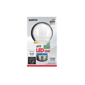 Satco A19 E26 (Medium) LED Bulb Natural Light 60 Watt Equivalence 1 pk, Pack of 6