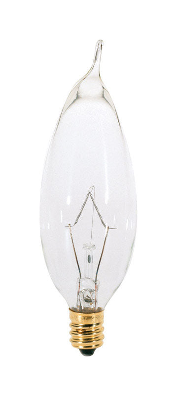 Satco 25 W CA8 Decorative Incandescent Bulb E12 (Candelabra) Warm White 2 pk, Pack of 10
