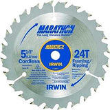 Irwin Marathon 14017 Circular Saw Blade, 5-3/8 in Dia, 0.39 in Arbor, 24-Teeth, Carbide Cutting Edge