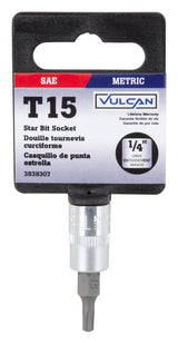 Vulcan 55050027SD Star Bit Socket, T15 Tip, Chrome