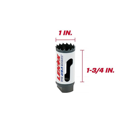 Lenox Speed Slot 3001616L Hole Saw, 1 in Dia, 1-7/8 in D Cutting, 1/2-20 Arbor, 4/5 TPI, Bi-Metal Cutting Edge