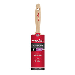 Wooster Silver Tip 5222-2 Paint Brush, 2 in W, Flat Brush, 2-11/16 in L Bristle, Polyester Bristle
