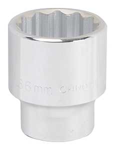 Vulcan MT-SM6036 Drive Socket, 36 mm Socket, 3/4 in Drive, 12-Point, Chrome Vanadium Steel, Chrome