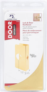 Prime-Line U 9550 Lock and Door Reinforcer, 2-3/4 in Backset, 1-3/4 in Thick Door, Brass, Bright Brass, 9 in H