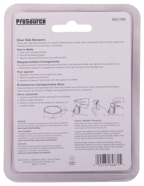 ProSource FE-50762B-PS Furniture Bumper Pad, 1/2 in, Disk, PU