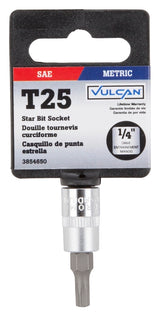 Vulcan 55050029SD Star Bit Socket, T25 Tip, Chrome