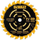 DEWALT DW7112PT Precision Saw Blade, 7-1/4 in Dia, 24-Teeth, Carbide Cutting Edge, Applicable Materials: Wood