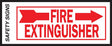 Hy-Ko FE-2R Safety Sign, Rectangular, Fire Extinguisher Right Arrow, Red Legend, Vinyl, 4 in H x 10 in W Dimensions