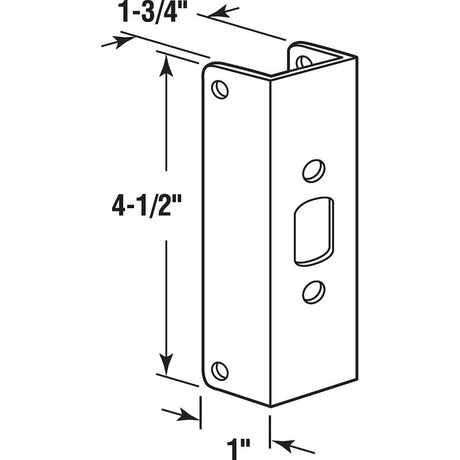 Defender Security U 9567 Door Edge Reinforcer, 1-3/4 in Thick Door, Brass, Bright Brass, 4-1/2 in H, 1 in W