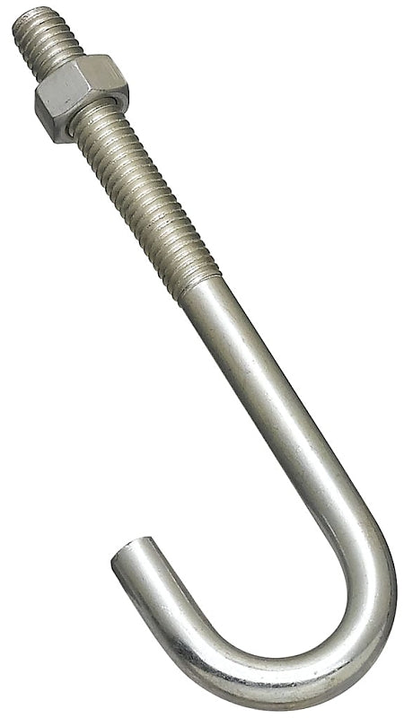 National Hardware 2195BC Series N232-959 J-Bolt, 3/8 in Thread, 2-1/4 in L Thread, 5 in L, 225 lb Working Load, Steel, Pack of 10
