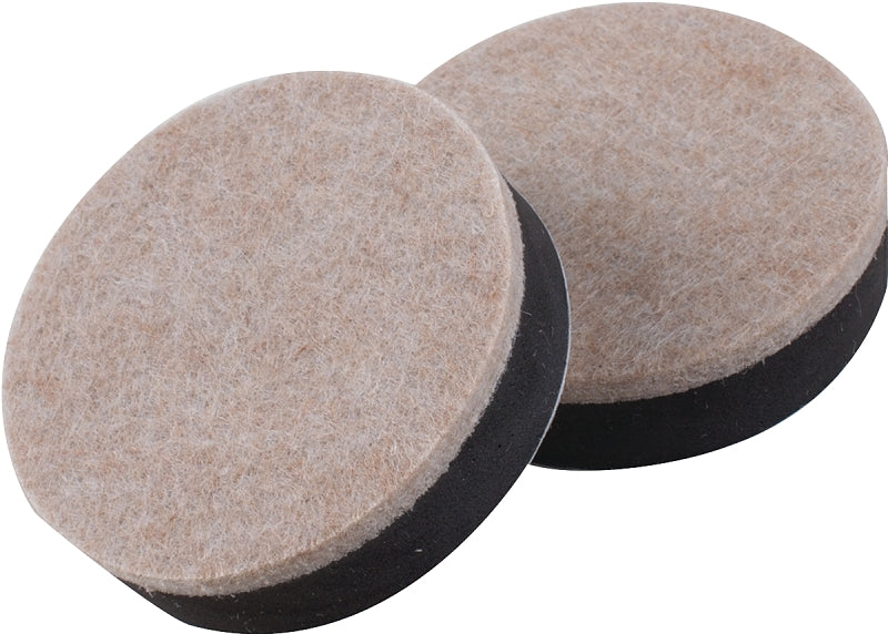 Shepherd Hardware 9408 Slider Pad, Felt Cloth, Beige, 2-1/2 in Dia, 1/2 in Thick, Round, Pack of 4