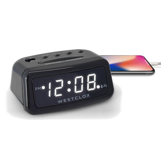 ALARM CLCK DIG WHT LED W/USB-C