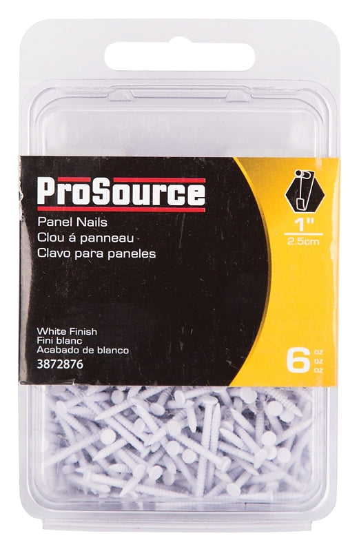 ProSource NTP-073-PS Panel Nail, 16D, 1 in L, Steel, Painted, Flat Head, Ring Shank, White, 171 lb, Pack of 5