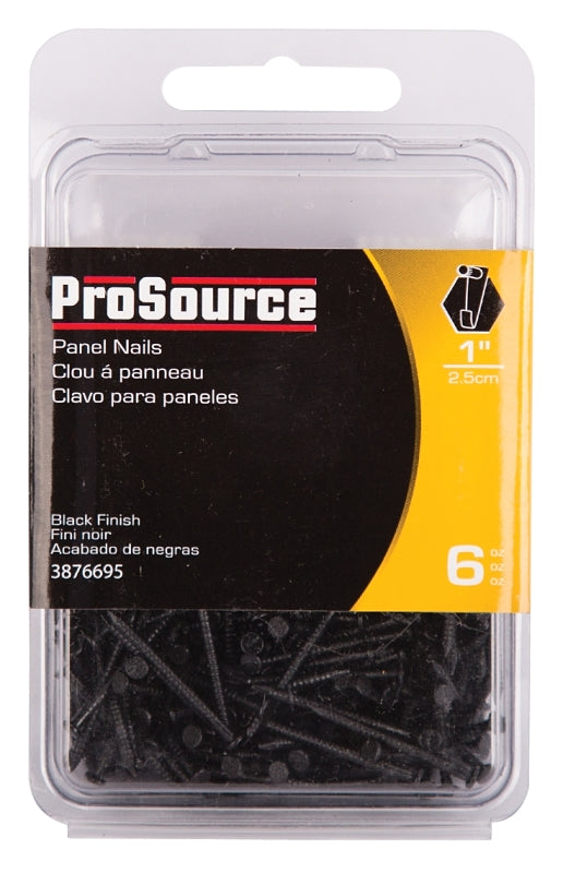 ProSource NTP-074-PS Panel Nail, 16D, 1 in L, Steel, Painted, Flat Head, Ring Shank, Black, 171 lb, Pack of 5