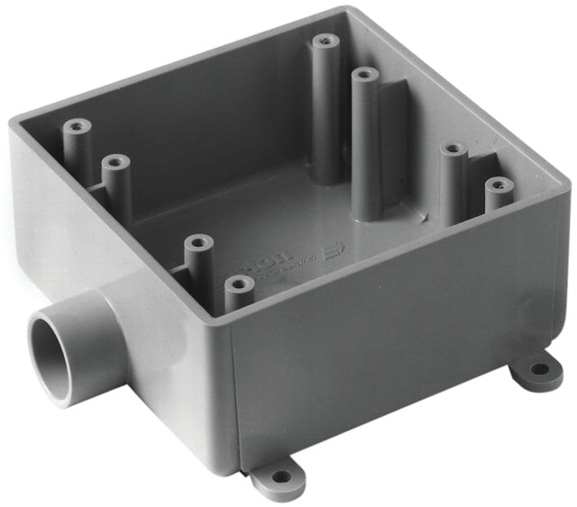 Carlon E9802DR Electrical Junction Box, 2-Gang, PVC, Gray