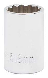 Vulcan MT6529952 Drive Socket, 18 mm Socket, 1/2 in Drive, 12-Point, Chrome Vanadium Steel, Chrome