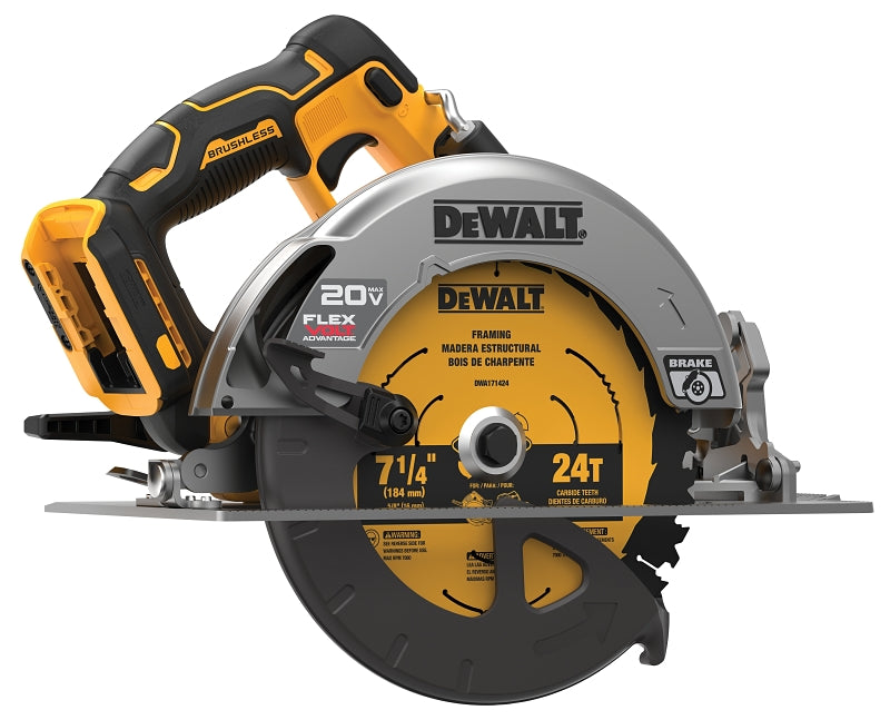 DEWALT DCS573B Brushless Circular Saw with Flexvolt Advantage, Tool Only, 20 V, 7-1/4 in Dia Blade, 0 to 57 deg Bevel