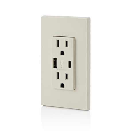 Leviton Decora 15 amps 125 V Type A/C Duplex Light Almond Outlet and USB Charger 5-15R 1 pk