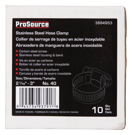 ProSource HCRAN40 Interlocked Hose Clamp, Stainless Steel, Stainless Steel, Pack of 10