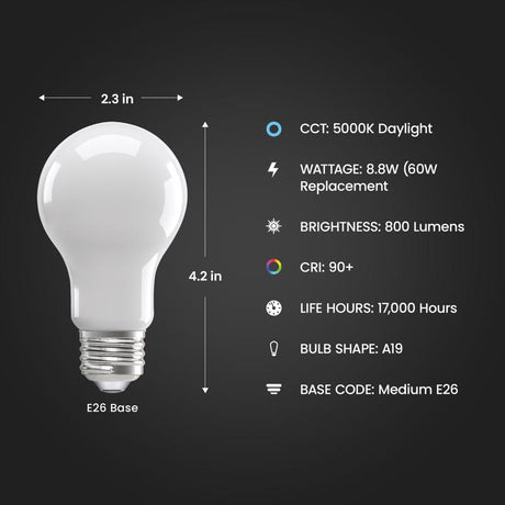 Feit Enhance A19 E26 (Medium) LED Bulb Daylight 60 Watt Equivalence 4 pk