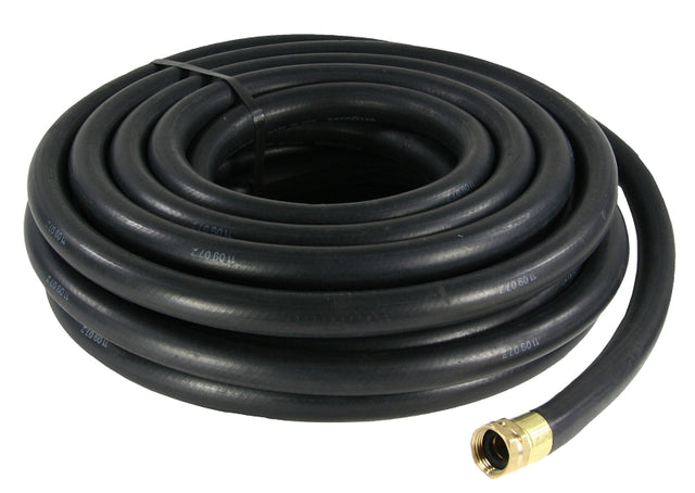 Abbott Rubber 1112-0750-50 Water Hose Assembly, 3/4 in, 50 ft L, Male x Female GHT, Rubber, Black