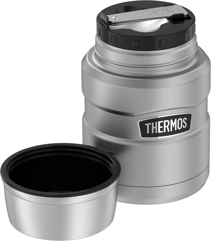 Thermos SK3000MSTRI4 STAINLESS KING Series Vacuum Insulated Food Jar with Foldable Spoon, Silver, 16 oz Capacity
